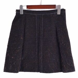 美品 ルイヴィトン LOUIS VUITTON スカート ショートスカート 台形スカート ツイード ウール ボトムス レディース 34 黒 cg12db-rm05f08274