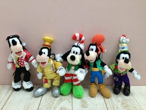 ◇ディズニー TDR グーフィー ぬいぐるみバッジ 5点 クリスマスほか 1L73 【60】