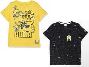 プーマ ミニオンズ コラボ キッズ 半袖Tシャツ 2枚セット 104 イエロー ブラック Minions 子供用 男女兼用 ジュニア 