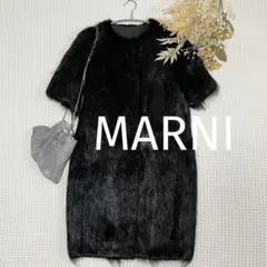 最高級 MARNI マルニ ヌートリアファーコート 半袖ファーベスト ロングジレ