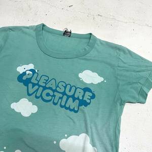 USA古着 80s 90s Pleasure Victim プリント Tシャツ 緑 アメリカ製 / 半袖 雲 木 ヴィンテージ VINTAGE オールド 年代 Tee 総柄