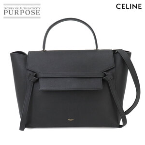 新品同様 セリーヌ CELINE ベルトバッグ ミニ 2way ハンド ショルダー バッグ レザー ブラック 176103 ゴールド 金具 90260965