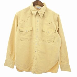 70年代 WOOLRICH ウールリッチ コットン ウェスタン 長袖シャツ アメカジ イエロー (メンズ XL) 中古 古着 O9273