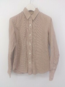 ◇ ◎ Ray BEAMS チェック 長袖 シャツ ブラウス ホワイト系 ライトブラウン系 マルチ レディース P