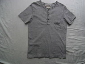 REMI RELIEF 　レミ レリーフ　ポケット付きT　ヘンリーネックTシャツ　サイズ L 　日本製 　杢グレー
