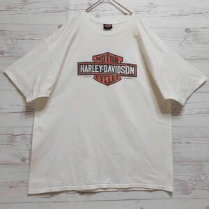 00s Harley Davidson ハーレーダビッドソン プリント Tシャツ 古着 白 ホワイト