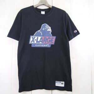 エクストララージ × チャンピオン XLARGE × Champion プリントコットンメッシュTシャツ(M)ブラック