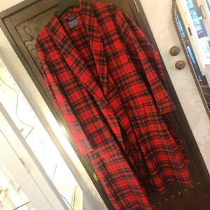 美品 ペンドルトン レッド ウールロングコート ガウン 赤×緑 ビンテージ PENDLETON ジャケット