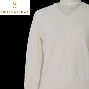 ユナイテッドアローズUNITED ARROWS■ニット カットソー Vネック 無地 薄手■■アイボリー系 ※MS3411049