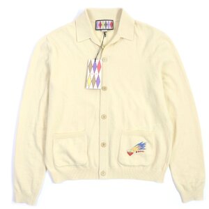 極美品▼GUCCI グッチ 22AW 706917 Gucci Lovelight ウール パッチ付 ニット カーディガン イエローベージュ M イタリア製 正規品 メンズ