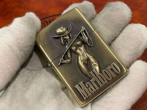 1円 ZIPPO ライター マルボロ Marlboroジッポ Zippoオイルライター真鍮製 中古品 喫煙グッズ ジッポー 火花確認済R60536