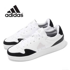 新品未使用 アディダス【27cm】スニーカー 天然皮革 レザー 定価10670円 adidas ロゴ 靴 白 カジュアル シューズ 本革 スエード 9818