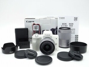 ●○【美品・元箱付】Canon EOS Kiss M2 ダブルズームキット ミラーレス 一眼カメラ EF-Mマウント キャノン○●025472001m○●