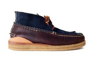 visvim CANOE MOC MID-FOLK NAVY サイズ10 28.0ネイビー×レザー スウェード×レザーコンビブーツ