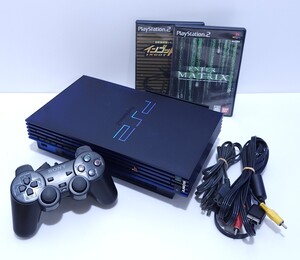 美品 動作品 希少カラー ミッドナイトブルー PS2本体 プレイステーション2 SCPH-50000MB/NH レトロゲーム, ゲームソフト セットまとめ(G-9)