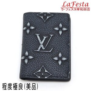 ◆ 本物 美品 ◆ LV ルイヴィトン ヴィトン 希少品 オーガナイザードゥポッシュ デボス加工 カードケース 名刺入れ 黒 保存袋 箱 M81772