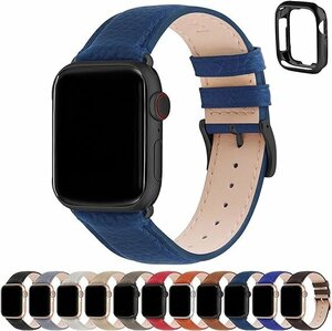 アップルウォッチ バンド 38mm 40mm 41mm Apple Watch 1/2/3/4/5/6/7/8/9/SE/SE2対応 （ダークブルー+ガンメタルバックル）CC0019