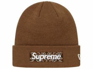 国内正規 新品 19AW Supreme シュプリーム New Era ニューエラ Bandana Box Logo Beanie ビーニー ニットキャップ バンダナ ブラウン