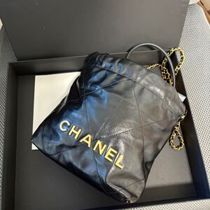 【未使用品級】 CHANEL シャネル マトラッセ 22 ミニ ショルダーバッグ 2way チェーン シャイニー クランプル カーフスキン ブラック 黒