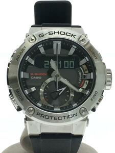 CASIO◆ソーラー腕時計・G-SHOCK/デジアナ/ラバー/GRY/BLK/SS