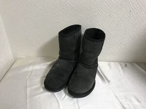 本物アグUGG本革レザームートンブーツビジネスシューズ靴ビジネススーツ黒ブラックグレー22cmスーツ5レディース