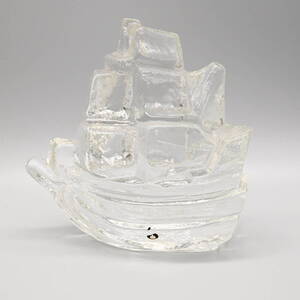 〇0422 Pukeberg Sweden Ship Glass Figurine by Uno Westerberg / プーケベリ / 検：北欧 リサラーソン ウェグナー カッシーナ