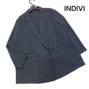 22SS★ INDIVI インディヴィ 春夏 吸水速乾♪エフォートレス ダブル テーラード ジャケット Sz.19　レディース 大きいサイズ　K4T00148_2#M