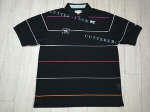 美品/CUTTER&BUCK/カッターアンドバック/ポロシャツ/ボーダー/ゴルフ/GOLF/トップス/メンズ/半袖/ウェア/吸汗速乾