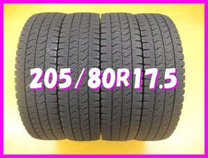 ◆送料無料 C2s◆　中型用　スタッドレス　205/80R17.5　120/118NLT　ブリヂストン　W979　冬4本　※2023年製