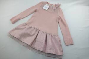 【送900円】5224　Simonetta mini シモネッタ　キッズ 女の子　ドッキングワンピース　ニット　セーター　チュール　ピンク　リボン 6/122