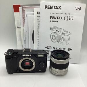 【25074】PENTAX ミラーレス一眼 カメラ Q10 ブラック SMC PENTAX 5-15mm レンズ 取扱説明書付き ジャンク 現状渡し 中古品 二次流通品