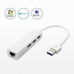 MacBook専用 USB3.0 マルチファンクション LAN アダプタ USB3.0 Ethernet RJ45 and 3ポート HUB USBハブ付 有線LANアダプタ