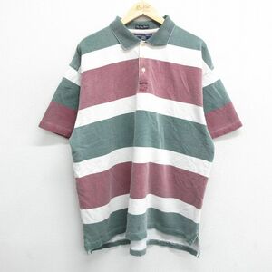 XL/古着 アバクロンビー 半袖 ブランド ポロ シャツ メンズ 鹿の子 BIG SHIRT 大きいサイズ コットン 緑 グリーン 霜降り他 24jul10 中古