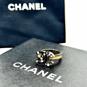 1円〜　CHANEL シャネル　リング　指輪　11号　メタル　ココマーク　ライトストーン　シリアルプレート有　箱　保存袋　付き　KL233