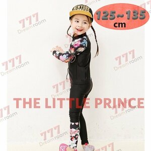 ラッシュガード 水着 上下セットアップ ブラック【3XL】125-135cm 子供服 男女 レギンス 長袖 ズボン 日よけ ビキニ 海 プール swi-113