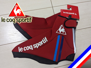 ◆新品 le coq sportif ルコック サイクリング 防風防寒 シューズカバー M 24-25.5cm 定価6,050円 エンジ 再帰反射 ソフトシェル 自転車