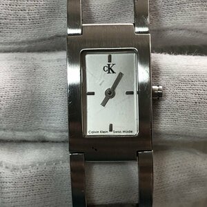 電池交換済 CALVIN KLEIN カルバンクライン CK K4111 ブレス レディースクオーツ腕時計 縦型スクエア 2針 ドレスウォッチ IW405BT02CLK//