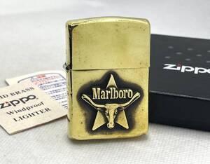 ZIPPO ジッポー 1993年 MARLBORO マルボロ ロングホーン スター ブラス ライター 真鍮 付属品有 Z1-254