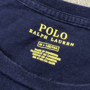 POLO RalphLauren ポロラルフローレン　ワンポイント刺繍　半袖Tシャツ　半袖シャツ　カットソー　ネイビーホワイト　サイズM 古着