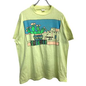 半袖 プリント Tシャツ Lサイズくらい シングルステッチ イエロー 古着卸 アメリカ仕入 t2408-3660