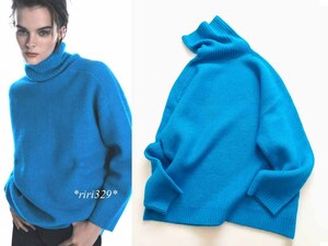 ZARA / ザラ 綺麗色 ふっくら柔らか オーバーサイズタートルニット ゆったりＳ/ターコイズブルー 