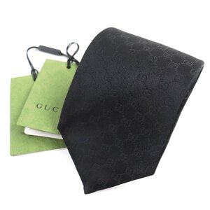 未使用品△GUCCI グッチ 456520 シルク100％ GGパターン レギュラータイ ネクタイ ブラック 正規品 イタリア製 メンズ 紳士小物 オススメ