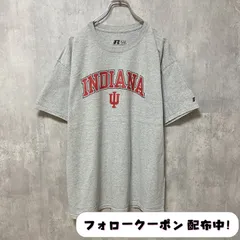 古着 used　RUSSELL ラッセル　インディアナフージャース　大学バスケ　半袖カレッジプリントTシャツ　グレー　スポーツ