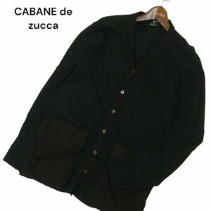 CABANE de zucca カバンド ズッカ 春夏 切替★ カーディガン Sz.M　メンズ 黒 日本製　A4T08546_7#M