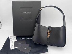 1000円から開始 ■極美品■ Saint Laurent Paris Le 5 To 7 ロゴプレート ホーボーバッグ 黒・ブラック サンローラン レディースバッグ BAG