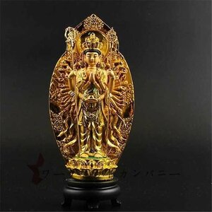 美品★新品黄金 仏教美術 千手観音菩薩 ゴールド 風水 置物 インテリア