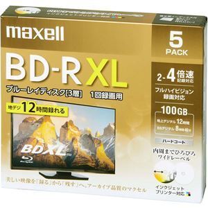 【新品】Maxell 録画用ブルーレイディスク BD-R XL(2～4倍速対応) 720分/3層100GB 5枚 BRV100WPE.5S