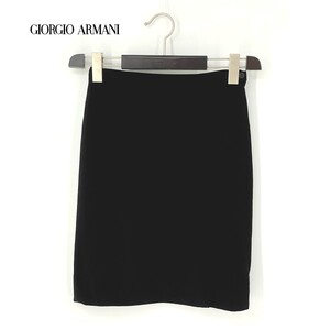 A6974/極美品 春夏 GIORGIO ARMANI ジョルジオアルマーニ 黒タグ ウール 膝丈 タイト スリム ペンシル スカート 40 黒/レディース スーツ用