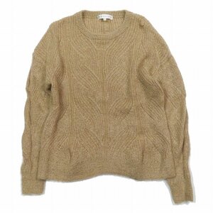 17AW クミキョク 組曲 KUMIKYOKU ニット セーター 長袖 クルーネック カットソー 2 ブラウン/10 レディース