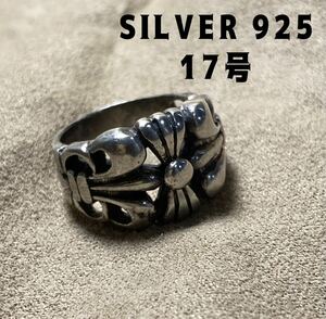 シルバー925リング クロス　十字架　百合　銀　指輪　silver925 Jぜポ　17号YQJL124ぜポ